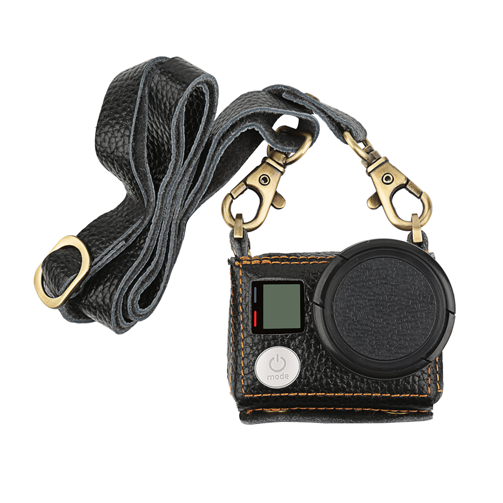 Carcasa din piele cu filtru UV 40 mm, GoPro Hero 3+ / 4 (Negru)