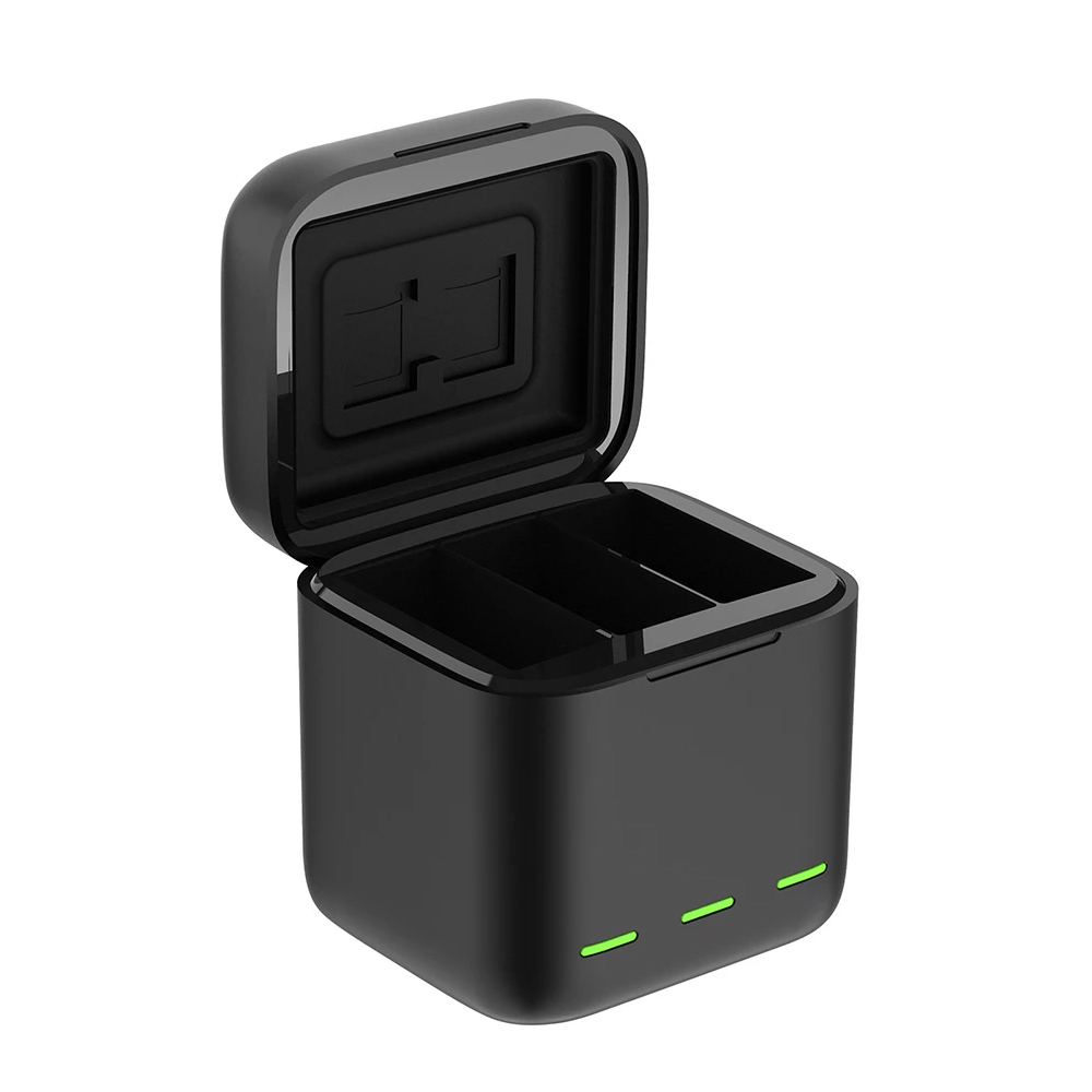 Incarcator triplu cu indicator LED si slot pentru card TF compatibil cu baterii Gopro Hero 9