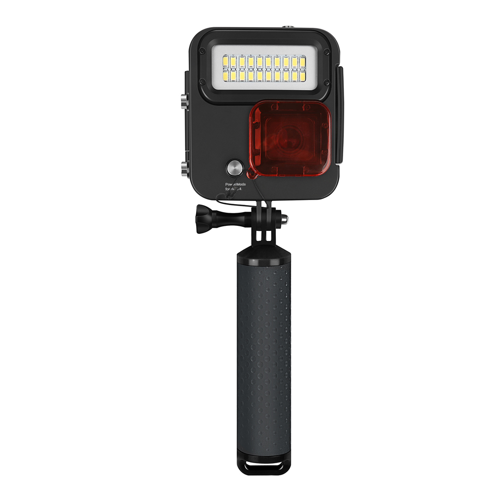 Carcasa subacvatica cu lampa LED, monopod si filtru rosu