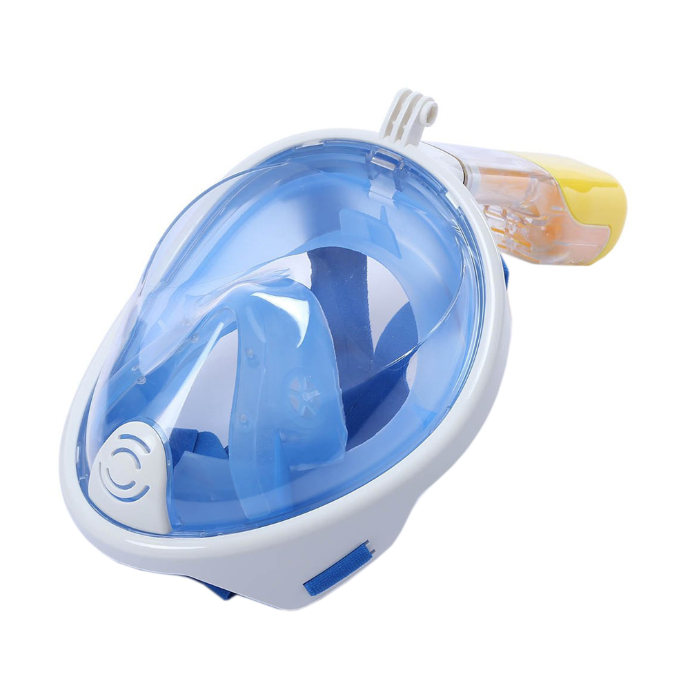 Masca scuba diving full face masura L, cu suport pentru camere de actiune (Albastru)