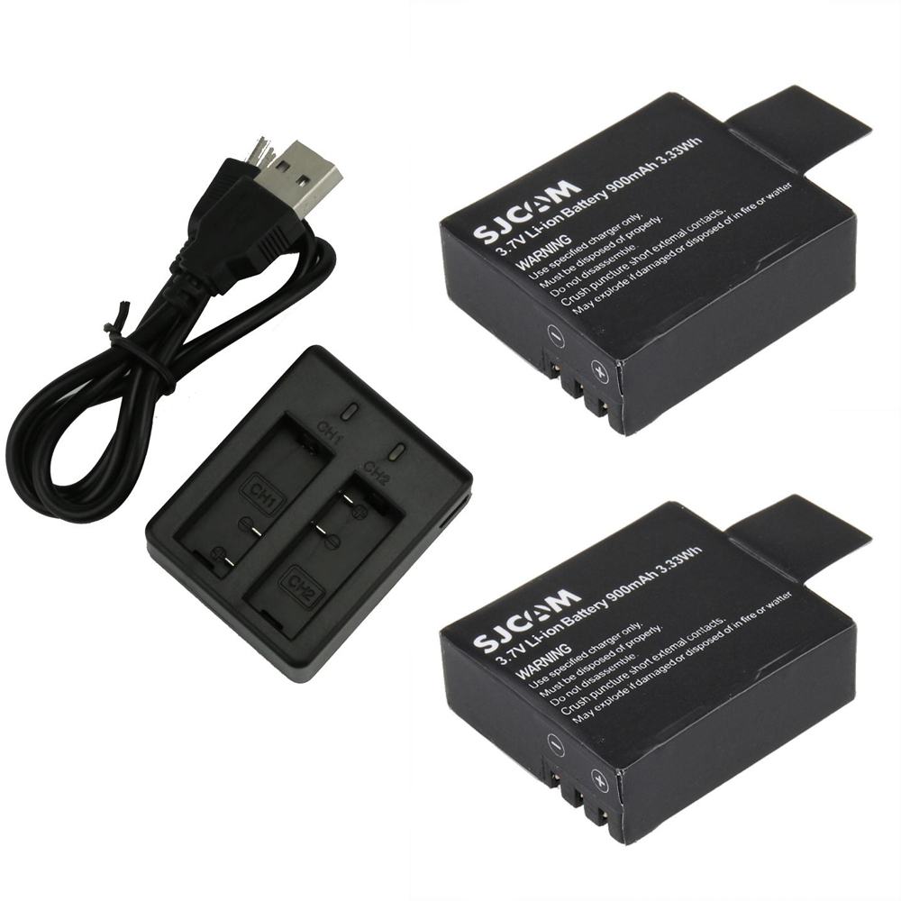 Incarcator Widjit dual + 2 baterii SJCAM (Negru)