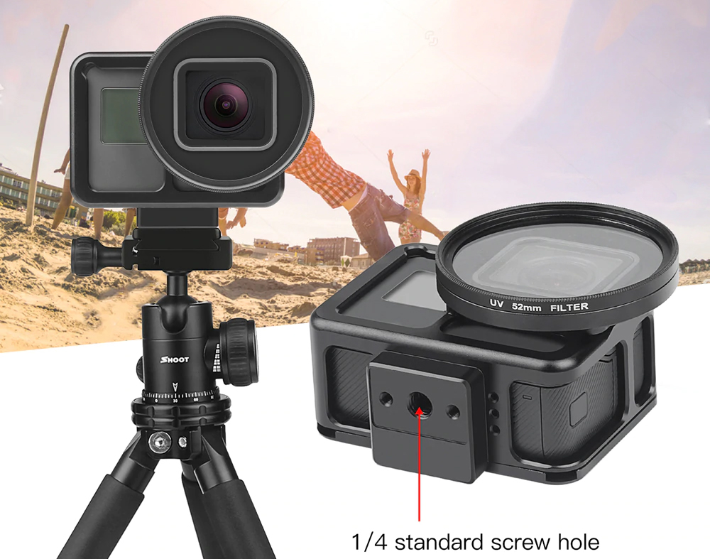 Carcasa de protectie cu lentila UV 52 mm pentru GoPro Hero 5, 6, 7