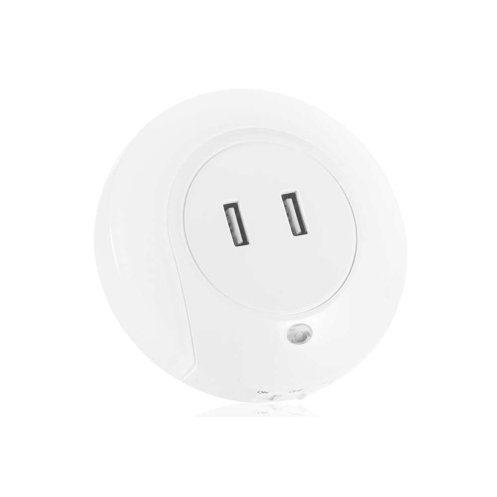 Incarcator USB dublu, cu LED (Alb)