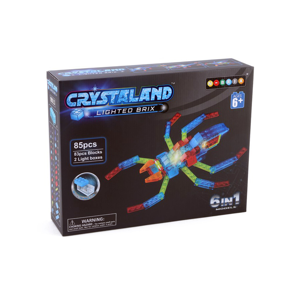 Puzzle cuburi cu LED 6 in 1 - Reptile, Paianjen, Scorpion, Soparla, Robot - 85 piese