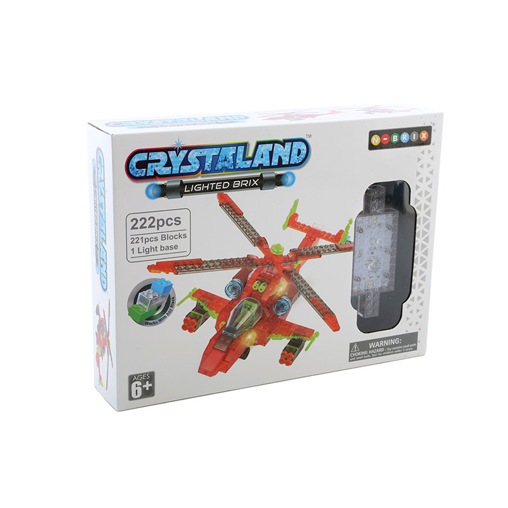 Puzzle cuburi cu LED - Elicopter - 222 piese