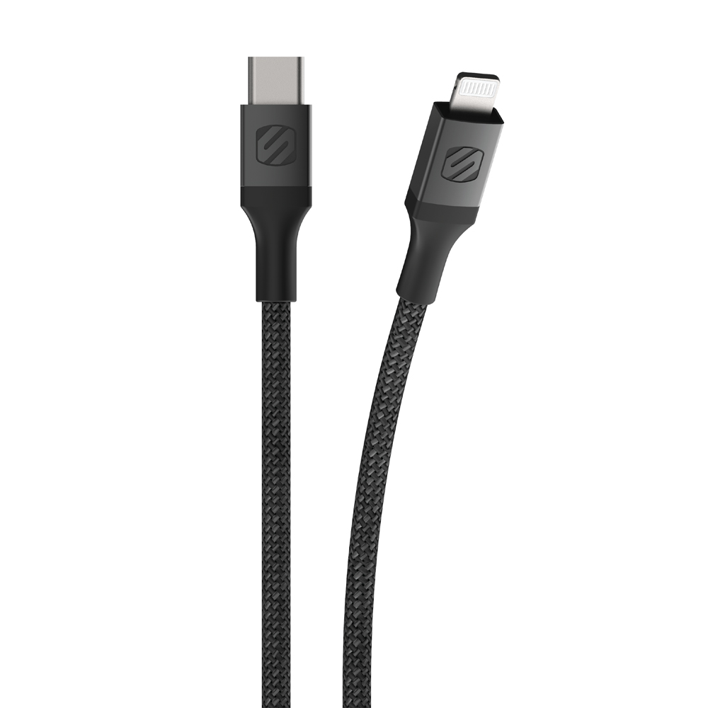 Cablu de date si sincronizare Lightning - USB-C MFI, impletit Scosche - 1.2m (Negru)