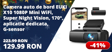 Camera auto de bord EUKI X10 1080P Mini WiFi, Super Night Vision, 170°, aplicatie dedicata, G-sensor si monitorizare parcare