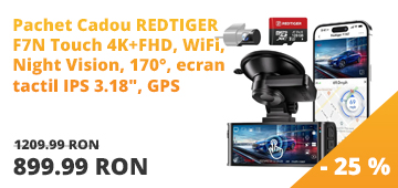 Pachet Cadou REDTIGER F7N Touch 4K+FHD, WiFi, Night Vision, 170°, ecran tactil IPS 3.18", GPS