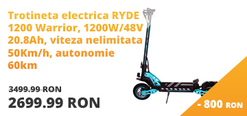 Trotineta electrica pliabila RYDE 1200 Warrior 2nd Generation, 1200W/48V/20.8Ah, viteza limitata 25Km/h - viteza nelimitata 50Km/h, autonomie 60km