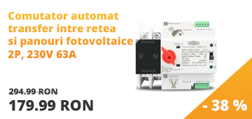 Comutator automat transfer intre retea si panouri fotovoltaice 2P, 230V 63A