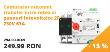 Comutator automat transfer intre retea si panouri fotovoltaice 2P, 230V 63A