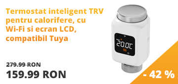 Termostat inteligent TRV pentru calorifere, cu Wi-Fi si ecran LCD, compatibil Tuya