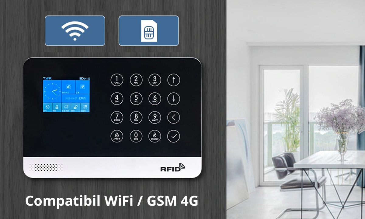 Sistem complet de alarma SMART WiFi, GSM, RFID, compatibil Tuya / Smart Life