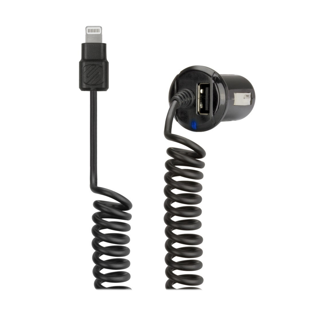 Scosche StrikeDRIVE™ 12W+12W - incarcator auto Lightning MFi (Negru, 1m)