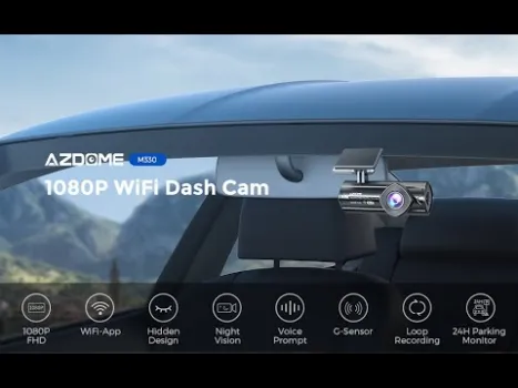 Preview image for the video "AZDOME M330 Dashcams for Cars with WiFi,  1080P Full HD resolution". Preview image for the video "AZDOME M330 Dashcams for Cars with WiFi,  1080P Full HD resolution".