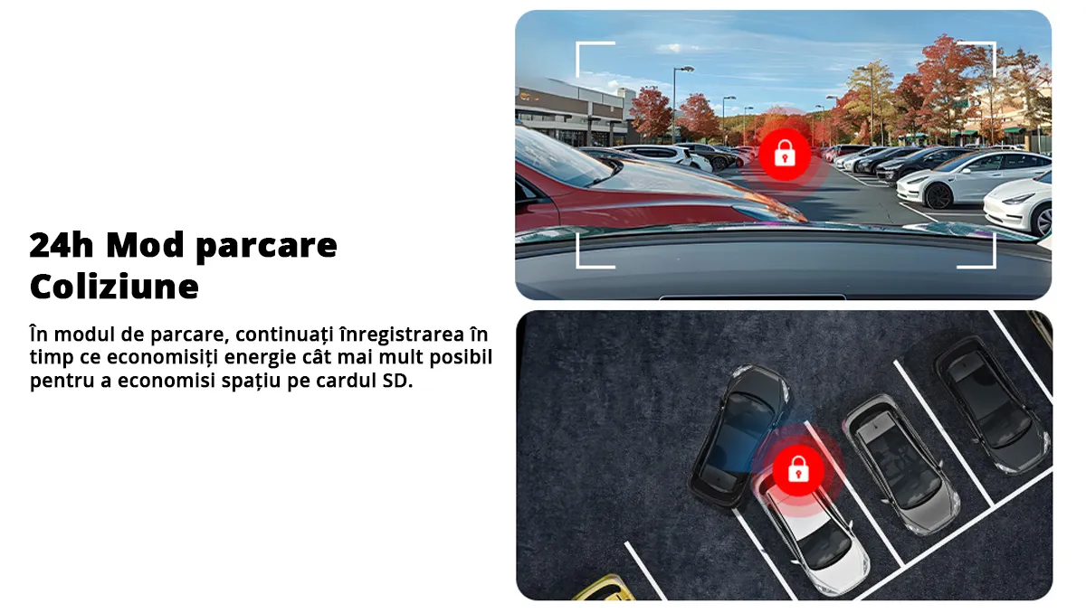 Camera auto de bord tripla REDTIGER A6 2.5K, WiFi, Night Vision, GPS, aplicatie dedicata, G-sensor si monitorizare parcare