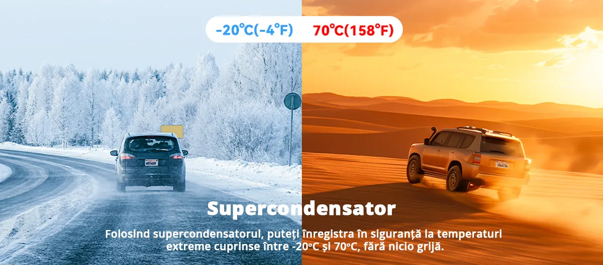 Camera auto de bord tripla REDTIGER A6 2.5K, WiFi, Night Vision, GPS, aplicatie dedicata, G-sensor si monitorizare parcare