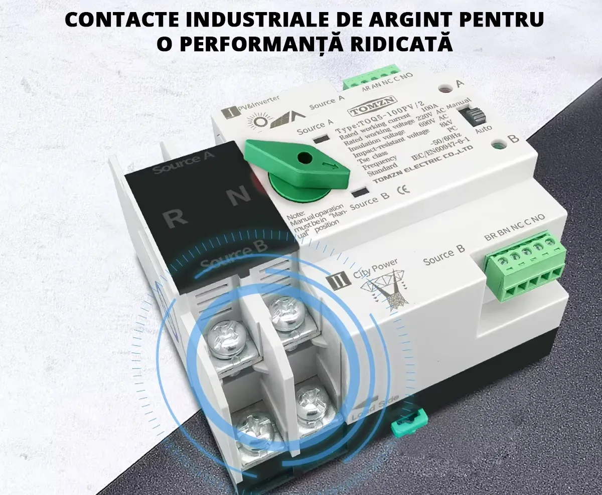 Comutator automat transfer intre retea si panouri fotovoltaice 2P, 230V - 125A