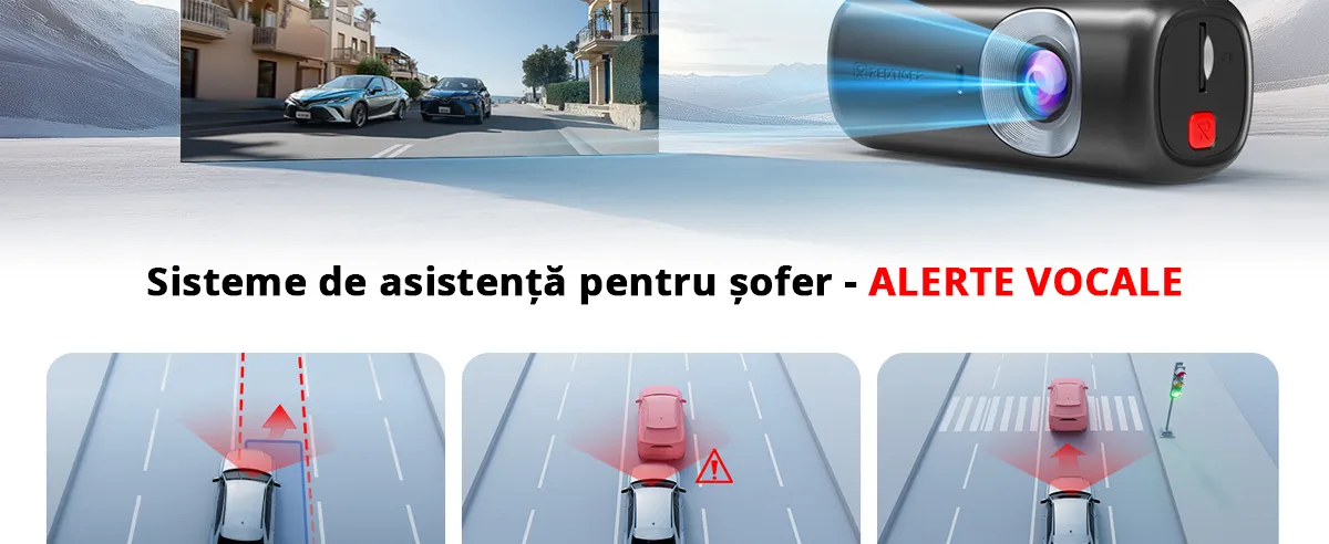 Camera auto de bord REDTIGER F9 Lite 4K, ADAS, WiFi, Night Vision, GPS, aplicatie dedicata, G-senzor si monitorizare parcare