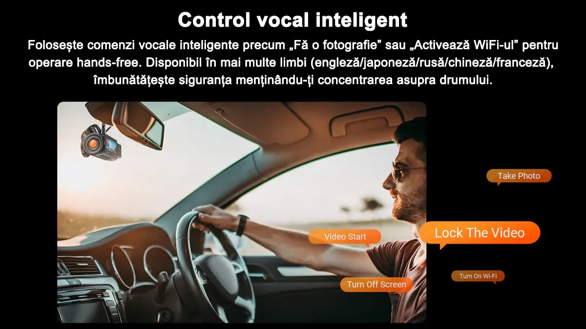Camera auto Vantrue N4 Pro S cu 3 canale, 4K+1080P+1440P, HDR+Night Vision, protective IP67, GPS, G-sensor si monitorizare parcare