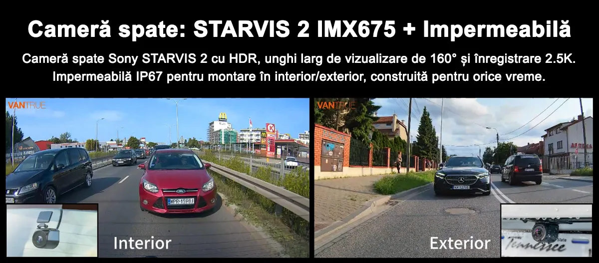 Camera auto Vantrue N4 Pro S cu 3 canale, 4K+1080P+1440P, HDR+Night Vision, protective IP67, GPS, G-sensor si monitorizare parcare