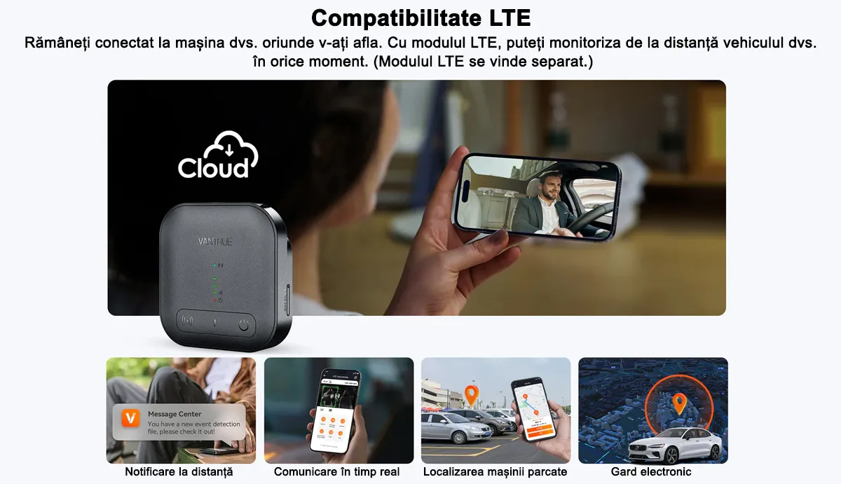 Camera auto Vantrue N5S cu 4 canale, 360°, HDR+WDR, control vocal, Night Vision, GPS, G-sensor si monitorizare parcare