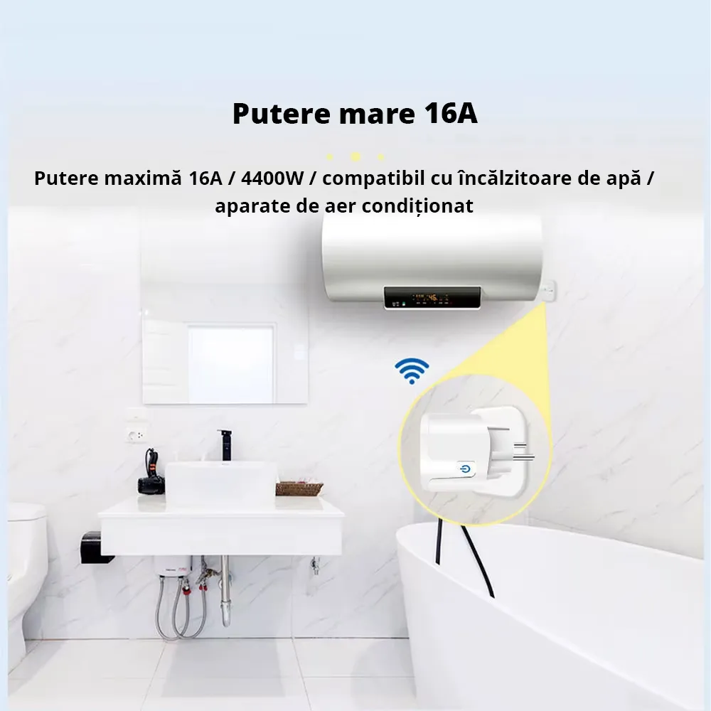Priza inteligenta Smart WiFi cu Monitorizare Consum, 16A, control prin aplicatie, compatibila cu Tuya / SmartLife