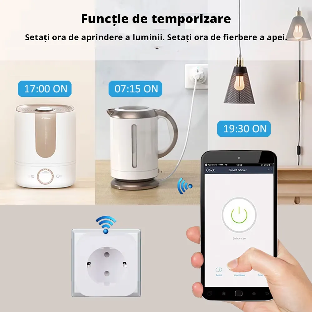 Priza inteligenta Smart WiFi cu Monitorizare Consum, 16A, control prin aplicatie, compatibila cu Tuya / SmartLife