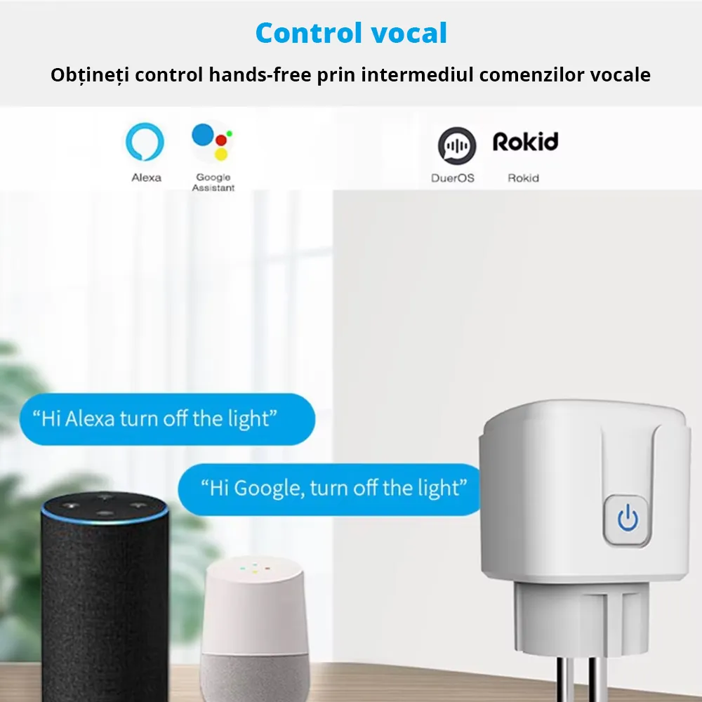 Priza inteligenta Smart WiFi cu Monitorizare Consum, 16A, control prin aplicatie, compatibila cu Tuya / SmartLife