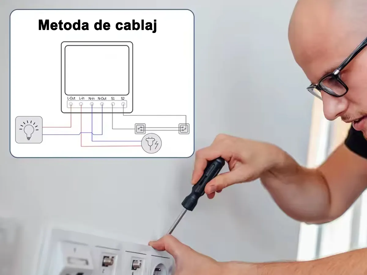 Intrerupator rotund fara fir RF 433MHz, control wireless, compatibil Tuya/Smart Life/Alexa/Google Home