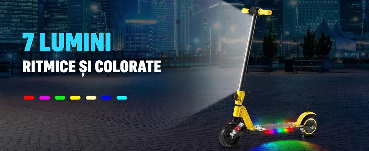 Trotineta Electrica copii RYDE Twinkle L2 PRO, 130W + Baterie 5.2Ah, Autonomie 12-16km (40kg), 3 trepte de viteza, Frana Electrica+Mecanica, Viteza maxima 16 km/h