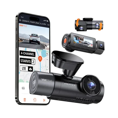 Camera auto Vantrue N5S cu 4 canale, 360°, HDR+WDR, control vocal, Night Vision, GPS, G-sensor si monitorizare parcare
