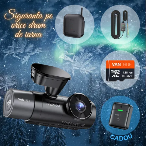 Pachet Cadou Craciun Vantrue N4 Pro S cu 3 canale, 4K+1080P+1440P