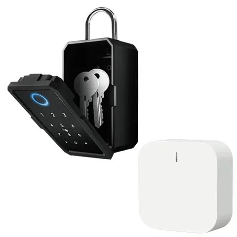 Kit seif de perete exterior pentru chei, Smart Key Box BLE, IP65 si Hub Inteligent, compatibil Tuya/SmartLife