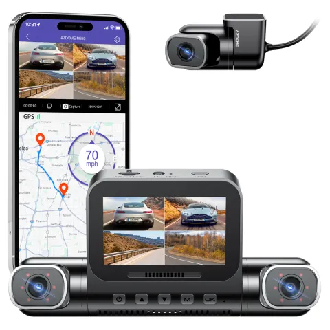 Camera auto de bord AZDOME M660 cu 4 canale 2K+3x1080P, WiFi 5G, WDR, Night Vision, ecran IPS, GPS, aplicatie dedicata, control vocal, G-sensor