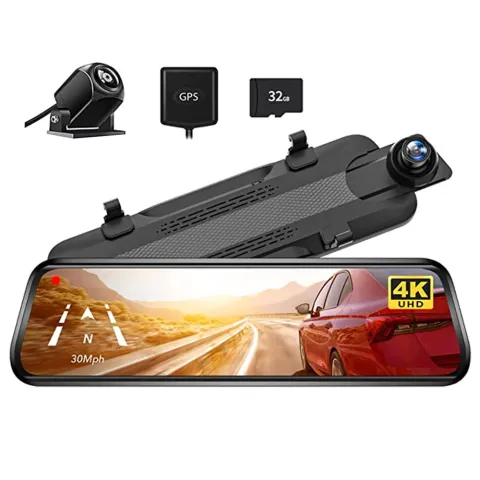 Camera auto tip oglinda fata-spate Wolfbox G930 4K, WiFi Night Vision, 170o, ecran tactil 10”, GPS, G-Senzor, monitorizare parcare