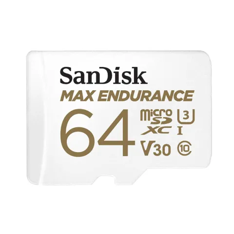 Card de memorie SanDisk micro SD Max Endurance Video 64 GB, Class 10, V30, UHS-I U3 + adaptor
