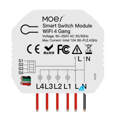 Releu inteligent smart WiFi cu 4 canale, DIY, compatibil Tuya/SmartLife