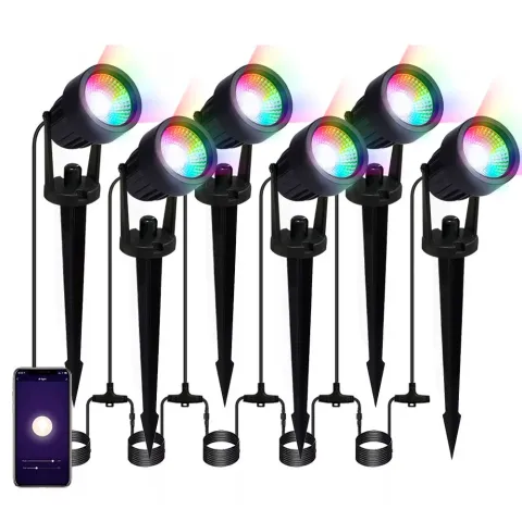 Set 6 Lampi ambientale LED RGB pentru gradina, IP66, 120W, 8000lm