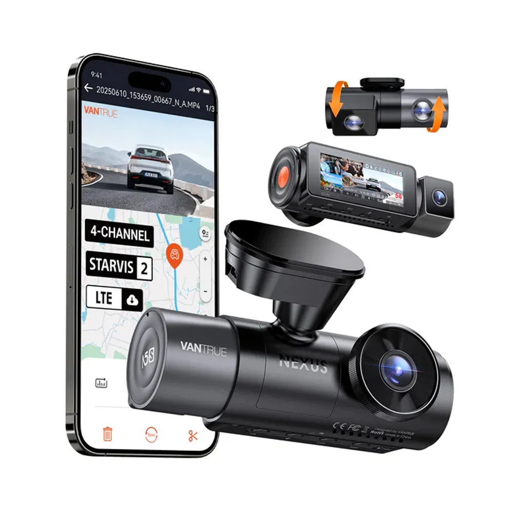 VANTRUE N5S 4CH ドラレコ STARVIS2 WiFi GPS Camera auto Vantrue N5S cu 4 canale, 360°, HDR+WDR, control vocal