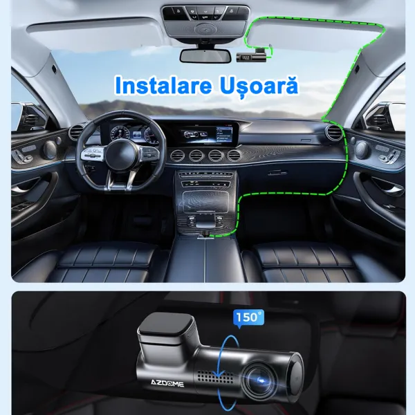 Camera auto de bord AZDOME M330 FHD 1080P, WiFi, WDR Night Vision, 170°, ecran 0.96", aplicatie dedicata, G-sensor si monitorizare parcare