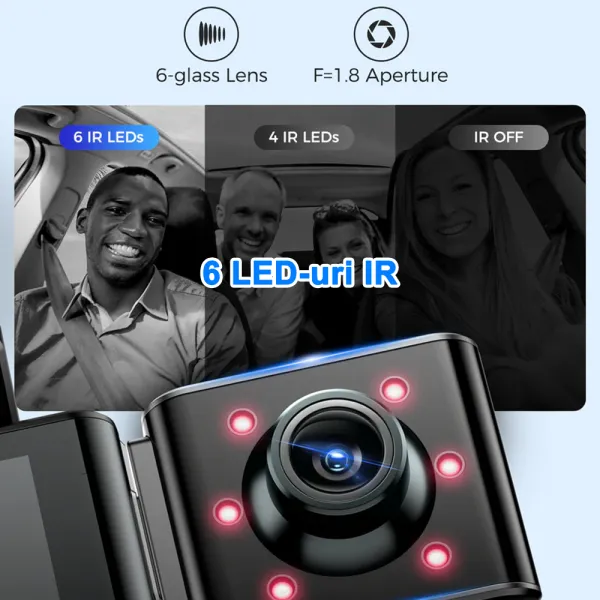 Camera auto de bord AZDOME M550 Pro cu 3 canale 4K, WiFi 5G, WDR Night Vision, 150°, ecran IPS 3.19", GPS, aplicatie dedicata, G-sensor si monitorizare parcare