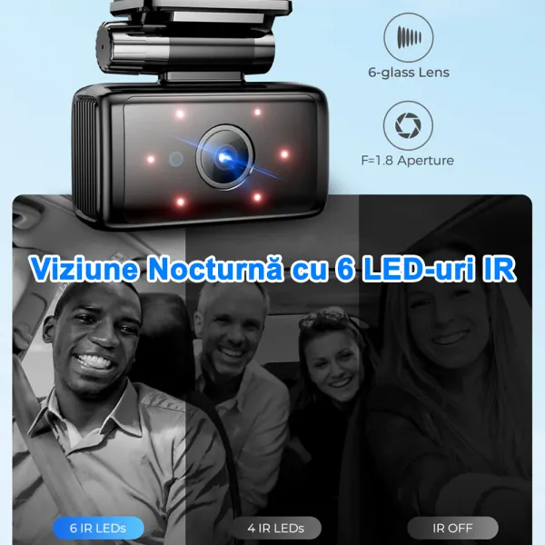 Camera auto de bord AZDOME M580 cu 3 canale 5K, WiFi 5G, WDR Night Vision, 150°, ecran IPS 4", GPS, aplicatie dedicata, G-sensor si monitorizare parcare