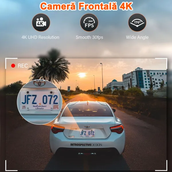 Camera auto de bord Bestsee M33 cu 2 canale 4K, WiFi, Super Night Vision, 170°, ecran 1.47&quot; si aplicatie dedicata, G-sensor si monitorizare parcare