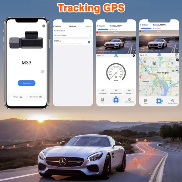 Camera auto de bord Bestsee M33 cu 2 canale 4K, WiFi, Super Night Vision, 170°, ecran 1.47&quot; si aplicatie dedicata, G-sensor si monitorizare parcare