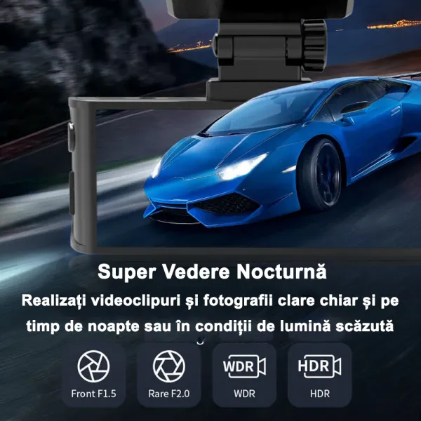 Camera auto de bord fata-spate REDTIGER F7N 4K+FHD, WiFi, Night Vision, 170°, ecran IPS 3.18&quot;, GPS, aplicatie dedicata, G-sensor si monitorizare parcare, Card 64GB inclus