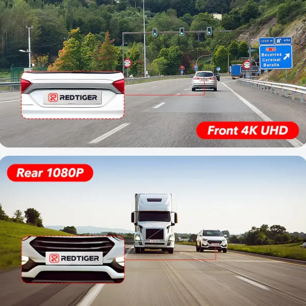 Camera auto de bord fata-spate REDTIGER F7NP 4K+FHD, WiFi, Night Vision, 170°