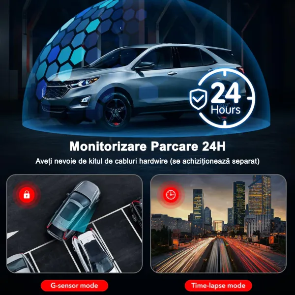 Camera auto de bord fata-spate REDTIGER F7NP 4K+FHD, WiFi, Night Vision, 170°