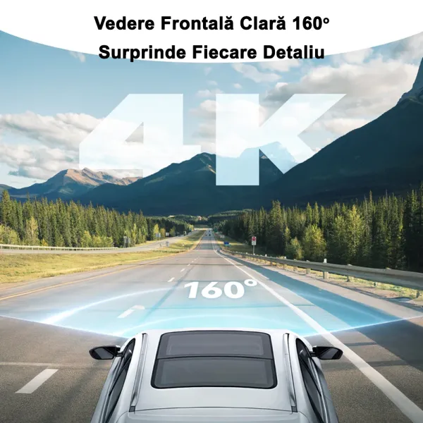 Camera auto de bord REDTIGER F8 4K, WiFi 5G, Night Vision, 160°, ecran tactil 3.18&quot;, GPS, aplicatie dedicata, G-sensor si monitorizare parcare