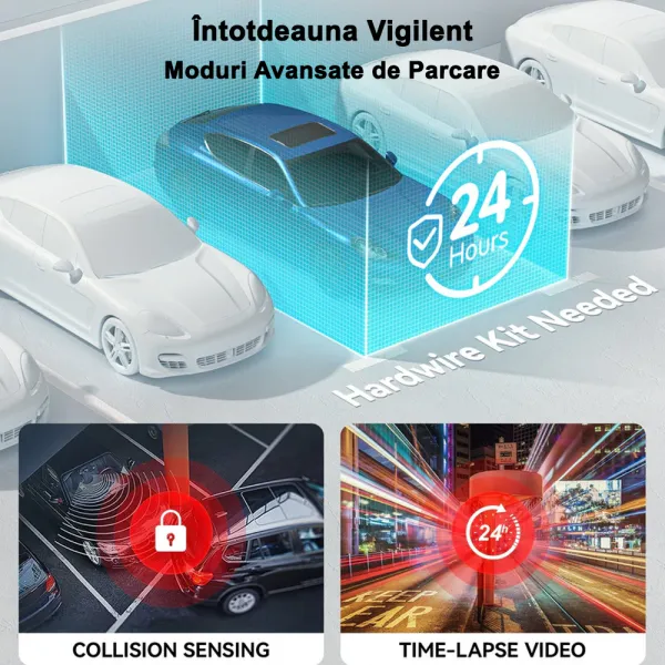 Camera auto de bord REDTIGER F8 4K, WiFi 5G, Night Vision, 160°, ecran tactil 3.18&quot;, GPS, aplicatie dedicata, G-sensor si monitorizare parcare